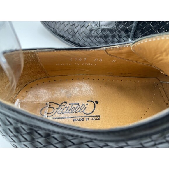 Fratelli Vero Cudio Shoe Mens Size 8.5 M Black Basketweave Lace Up Italian Shoes